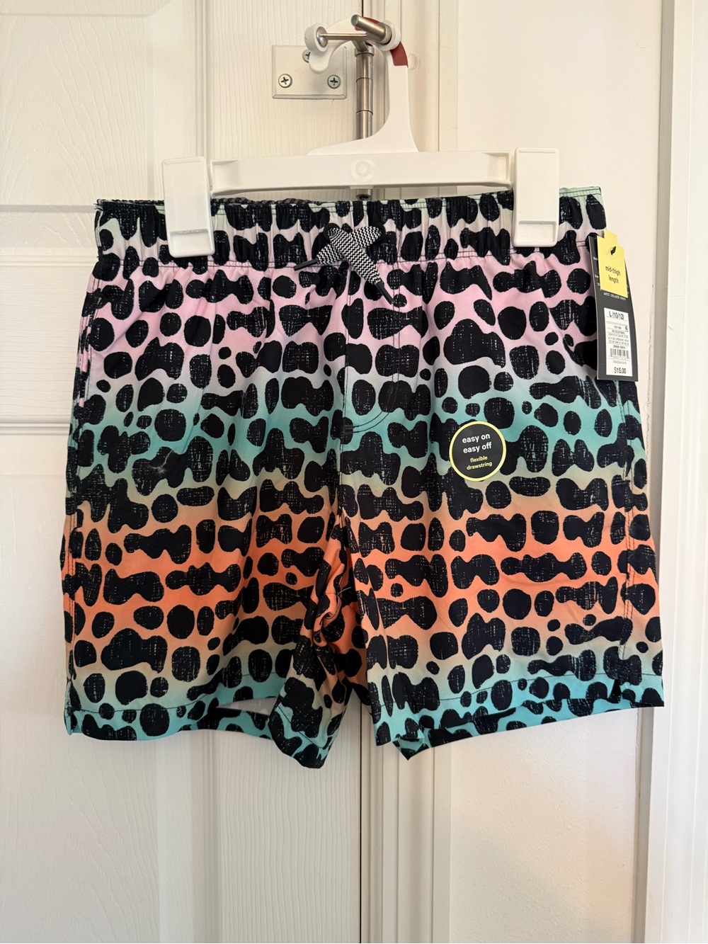 art class Kids Gradient Leopard Swim Trunks in Pink, Orange & Teal